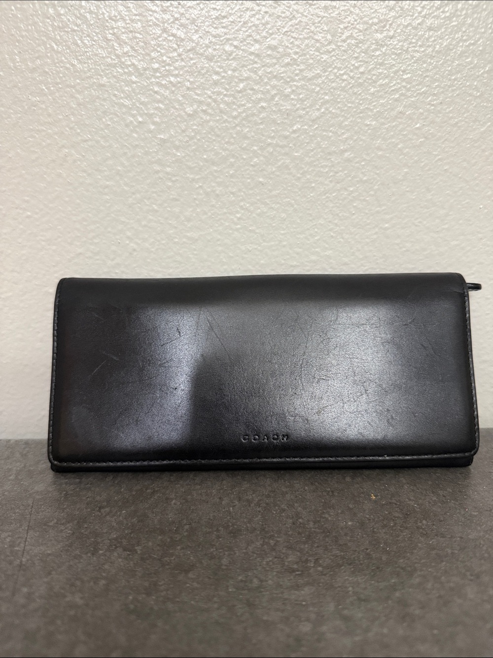 Coach Black Leather Legacy Long Fold Wallet vintage